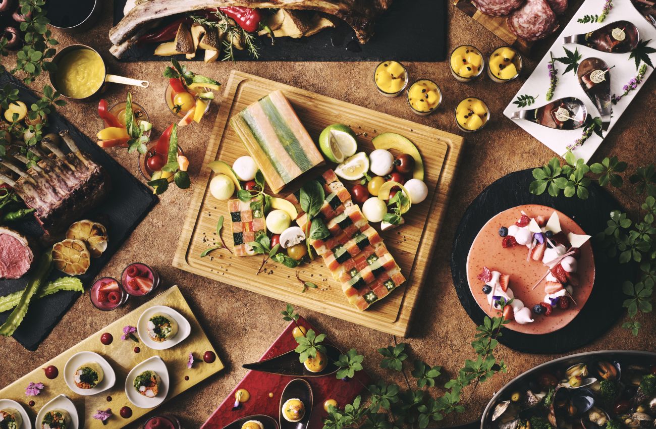 A Close Up Of Many Different Types Of Food On A Table